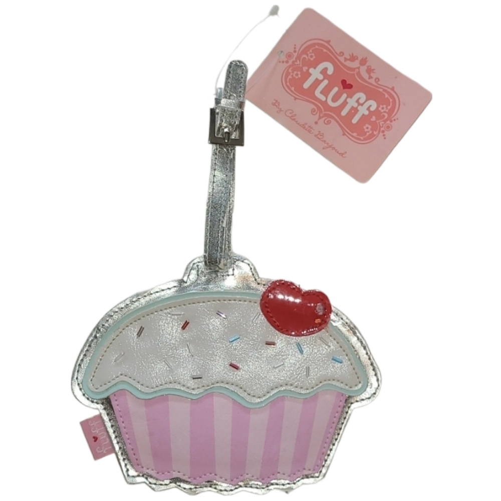 FLUFF Faux-Leather Cherry-Top Sprinkles Cupcake Large Luggage Tag